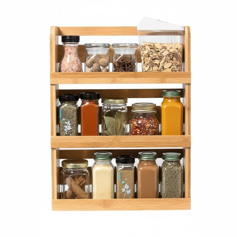 Lipper International 8840 Bamboo 3-Tier Spice Rack, 2.75-inch Depth Accommodates many Types of Spice Jars - Image 2